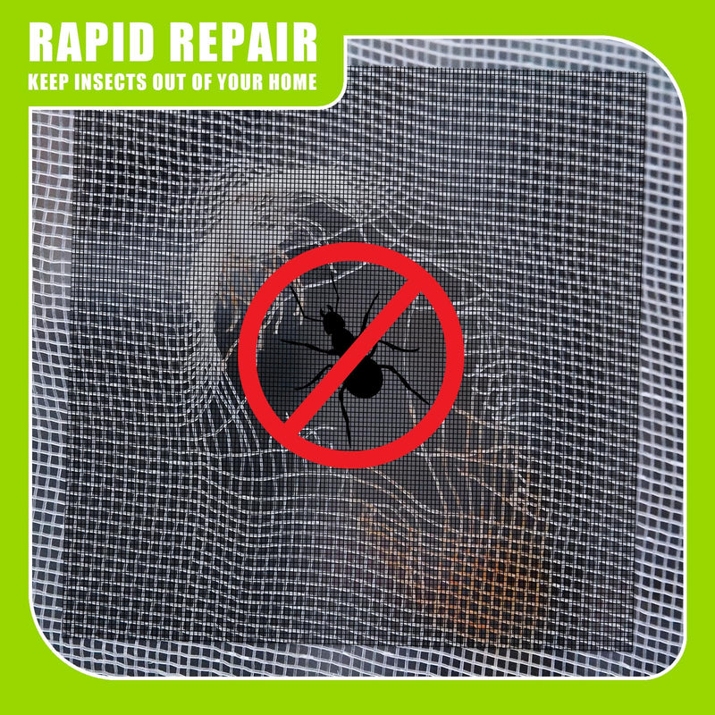 CroBlissful 6pcs Extra Wide 10" x 10"Window Screen Patches Repair Kit Black Screen Tape Mesh Replacement Door Strong Adhesive Fiberglass Repair for Window Door Holes Tent Nets