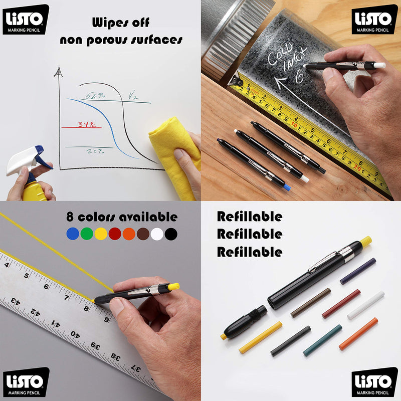 Listo 1620 - Box of 12 - China Markers/Grease Pencils/China Marking/Pencils/Wax Pencils - Made in USA (Orange) Orange