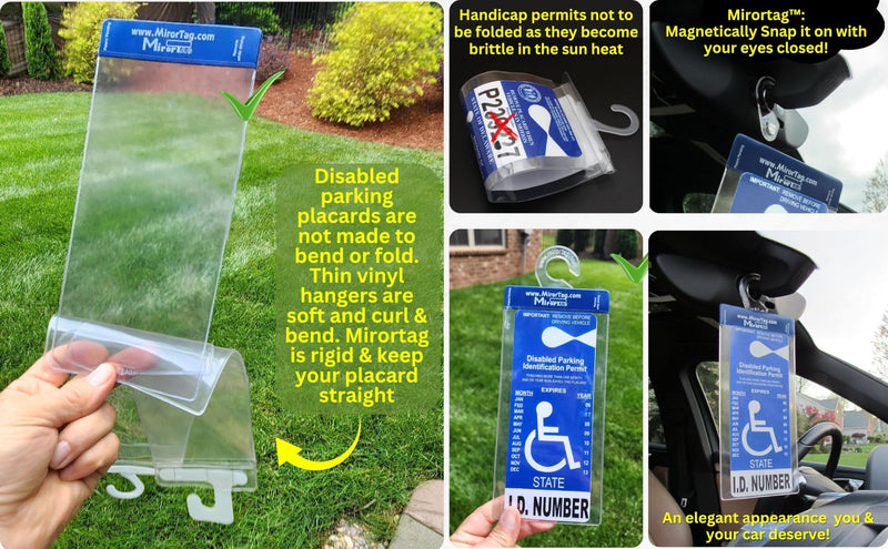 [Australia - AusPower] - Handicap Parking Placard Holder - Mirortag Silver by JL Safety, Magnetically Display & Put Away your Disabled Permit Tag with Eyes Closed. Made in USA 