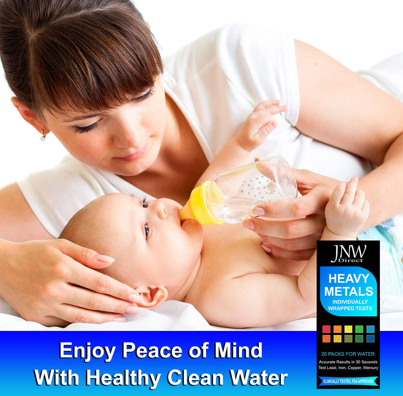 [Australia - AusPower] - Heavy Metals Water Test Kit - Drinking Water Test Strips with eBook - Quick and Accurate Testing Kits for Drinking Water - Test Iron, Copper, Mercury, and Lead - 20 Test Strips by JNW Direct 