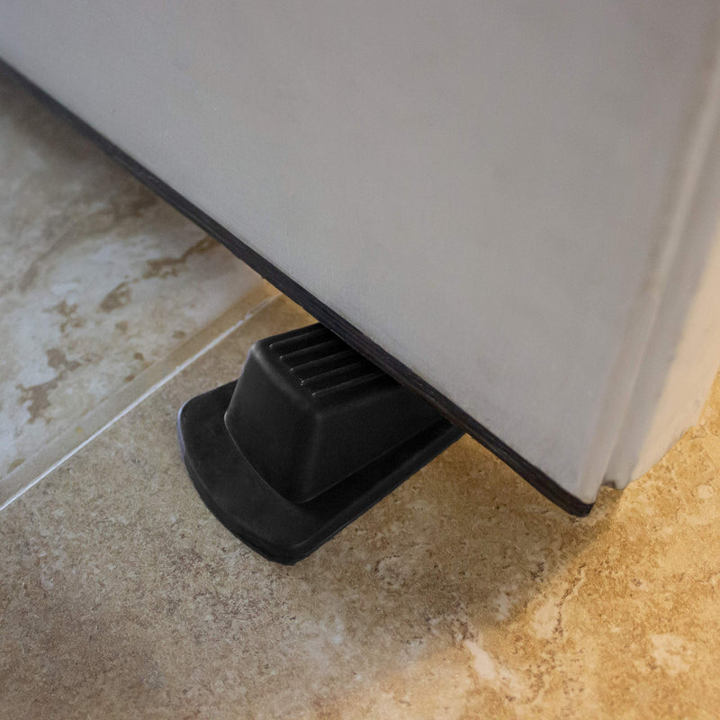 [Australia - AusPower] - S&T INC. Heavy Duty Rubber Door Stopper for Residential and Commercial Use, Black, 4.8 in. x 2.2 in. x 1.3 in, 2 Pack Black 2Pack 