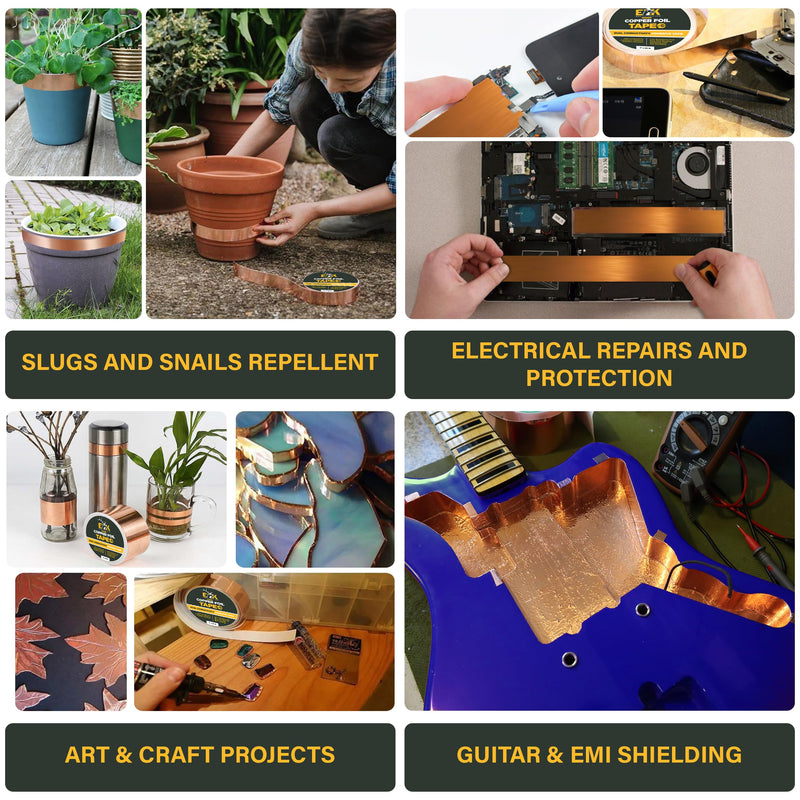 [Australia - AusPower] - ELK Copper Foil Tape - 2” x 33ft - with Conductive Adhesive for Guitar, Crafts, Electrical Repairs and Grounding - Conductive Copper Tape 2 Inches x 33 Feet 1 
