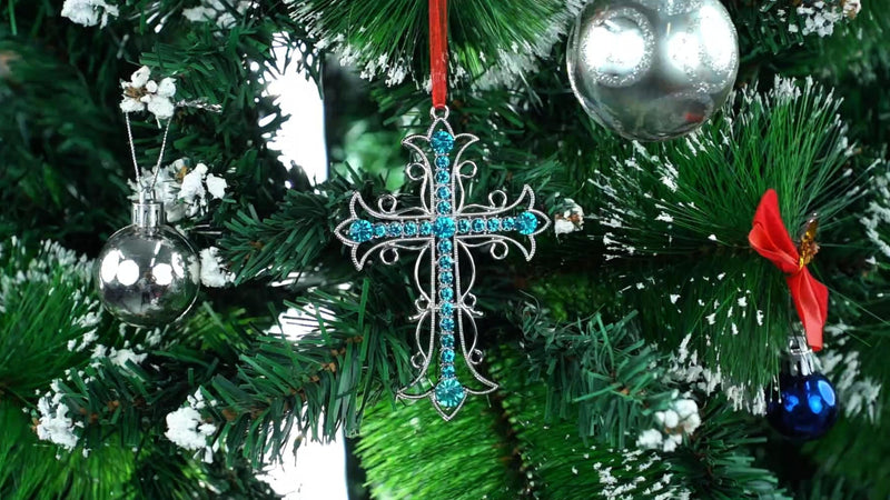 FaCraft Metal Cross Christian Christmas Ornaments 2026 Religious Gift A