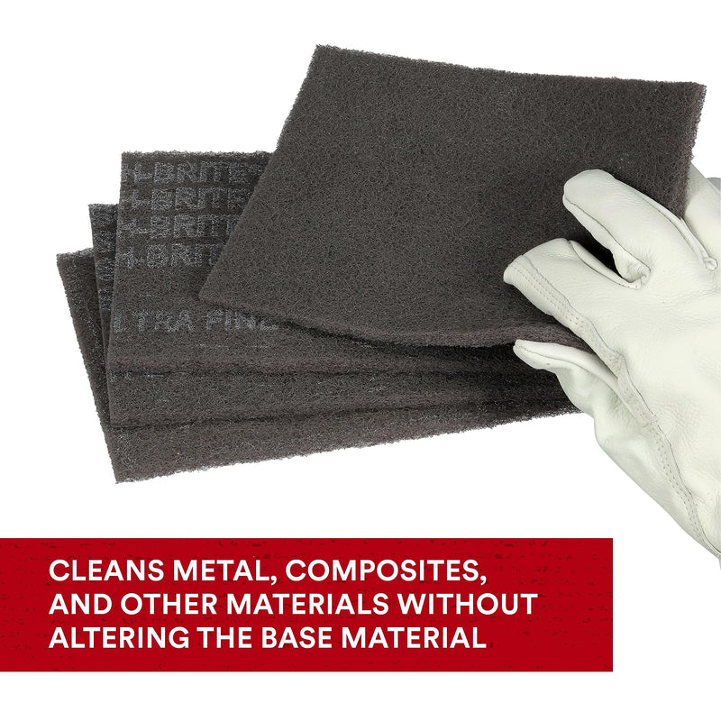 [Australia - AusPower] - Scotch-Brite Ultra Fine Grade 7448 Hand Pad, Pack of 3, 6 in x 9 in Hand Pads, Nonwoven Silicon Carbide, Surface Preparation, Scuffing, and Cleaning, Gray 