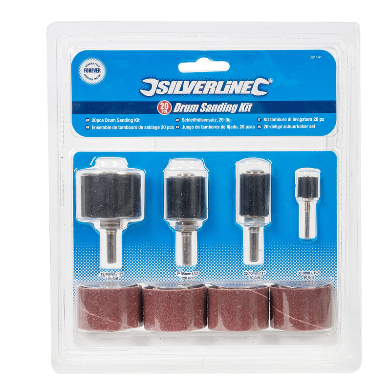 [Australia - AusPower] - Silverline 381141 Sanding Sleeves 20-Piece Set Diameter 13, 19, 25 and 38 mm 
