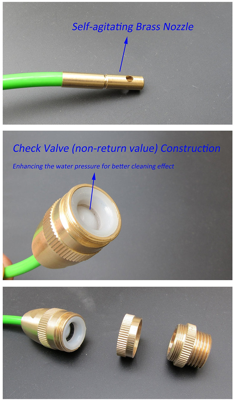 Drain Cleaner, Bathroom Clog Remover, High Pressure Pipe Cleaner, Duct Unblocker, 10ft Hose, Solid Brass Fittings