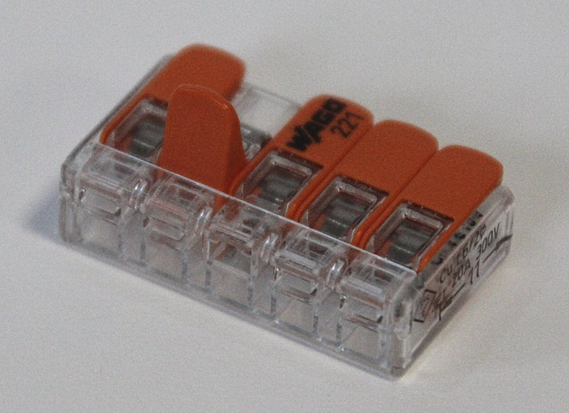 Wago 221 clip set, 25 x 221-412, 221-413 221-415 cable connector in resealable box – original WAGO | Connection terminal set with lever in assortment box, 2, 3 and 5 conductor clamps for rigid and flexible conductors