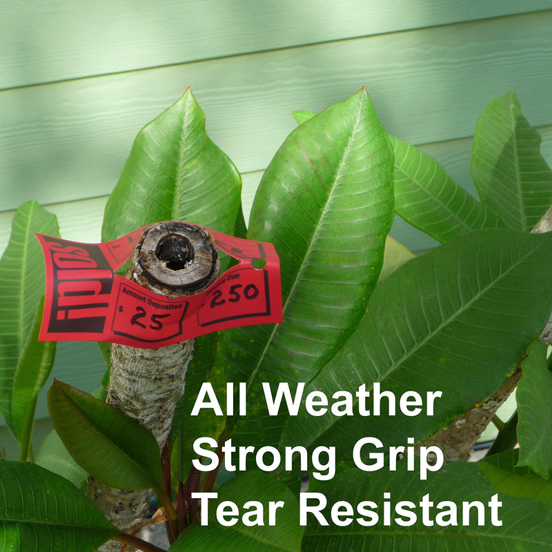 Sold Tags - Heavy Duty Weatherproof - Pack of 100 Red Vinyl Waterproof Sold Tags