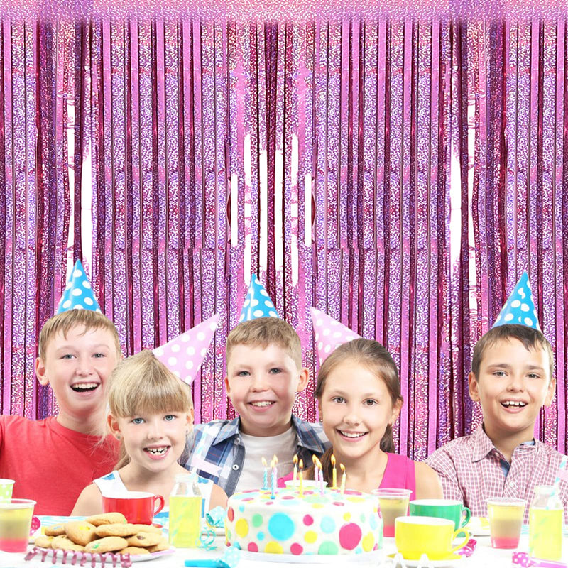 [Australia - AusPower] - 2 Pack 3.2ft x 8.2ft Pink Metallic Tinsel Foil Fringe Curtains Backdrop for Pink Party Birthday Wedding Bachelorette Baby Shower Holiday Party Decorations Photo Booth Props 