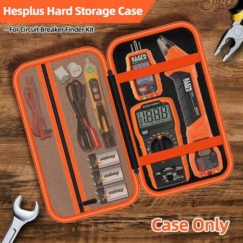 Storage Case Only for Klein Tools Electrical Testers -Hard Protective Carrying Bag Compatible with 80101 Circuit Breaker Finder Kit & ET310/ 69149P Digital Multimeter, XL Size (Does NOT Include Tools) Large Black&Orange