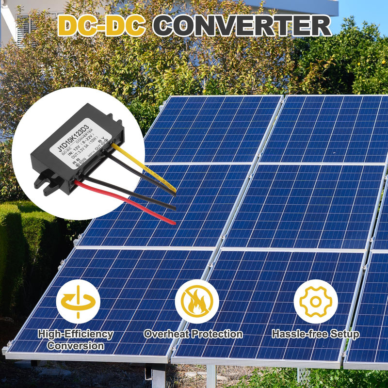 QUARKZMAN DC 12V to DC 3.3V Voltage Converter 3A 10W Step-Down Converter | Voltage Reducer IP67 Waterproof Transformer Power Supply Module Power Adapter for Car Truck Solar System