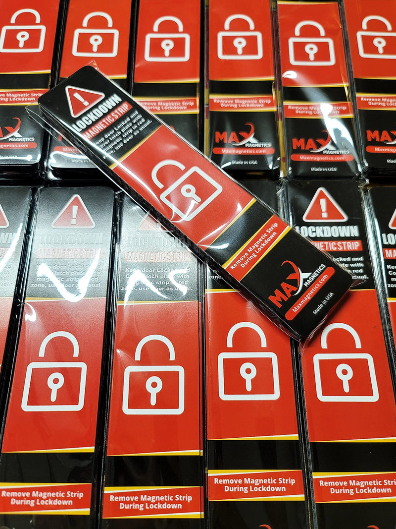 10 Pack Max magnetics Black Lockdown Magnetic Strips for Door Frames - High-Density Magnet Security Devices for School & Office - Strong Adhesion & PVC Top Layer, Smooth Opening & Closing 10