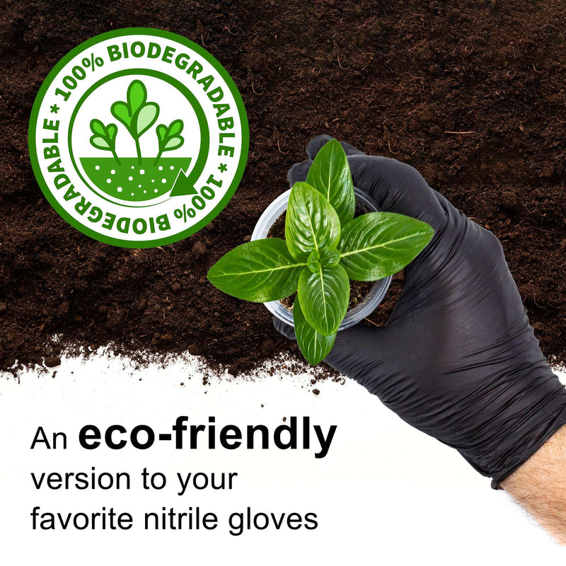 [Australia - AusPower] - FifthPulse [150 Count] Biodegradable Gloves - Black Nitrile Disposable Gloves - Medical Exam and Food Safe - Latex Free Medium 