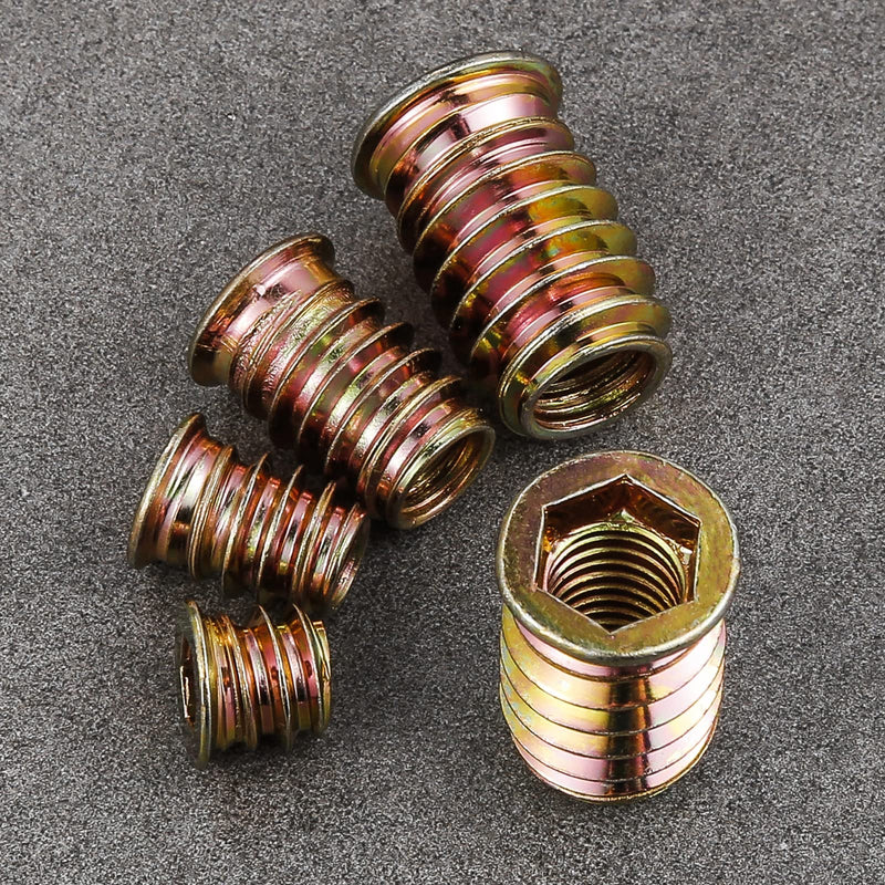 [Australia - AusPower] - 1/4"-20 200Pcs Threaded Insert for Wood Hex Drive Wood Inserts Furniture Nuts 1/4"-20 