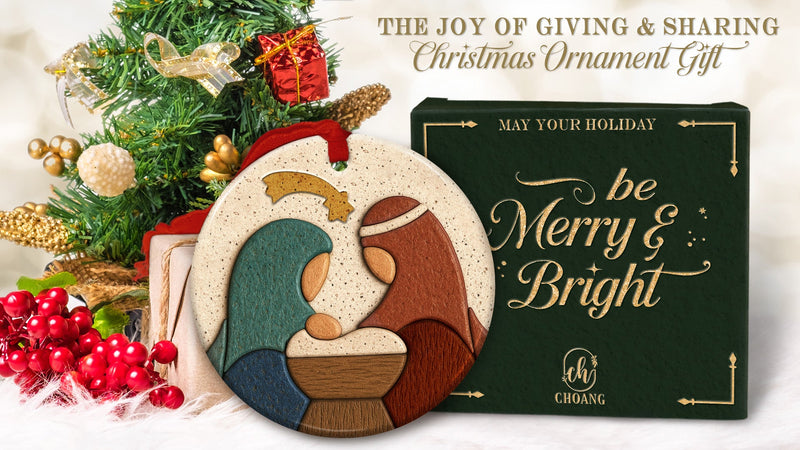 Nativity Christmas Ornament 2026 - Holy Family Ceramic Ornament with Mary, Joseph and Jesus - Religious Church Decoration, Christian Manger Scene Keepsake