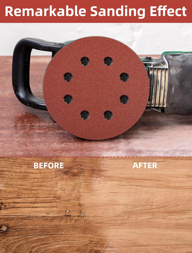 [Australia - AusPower] - 115 mm Sandpaper 40/80/120/240 Grit, Pack of 80 Sanding Discs 115 mm Velcro Sanding Sheets for Random Orbital Sanders (8 Holes) 