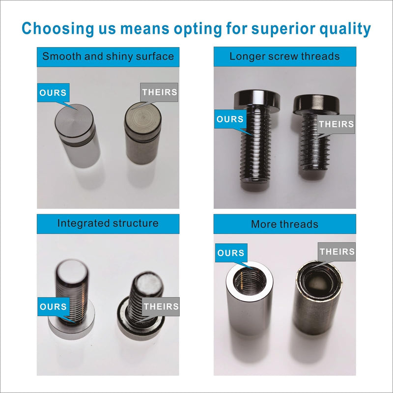 [Australia - AusPower] - Aluminum Standoff Screws, Pack of 12pcs, Wall Sign Standoff Mounting Hardware Advertising Glass Standoff Nail for Hanging Acrylic Picture Frame (12, Silver, 1/2" x 1/2") 1/2" x 1/2" 12 
