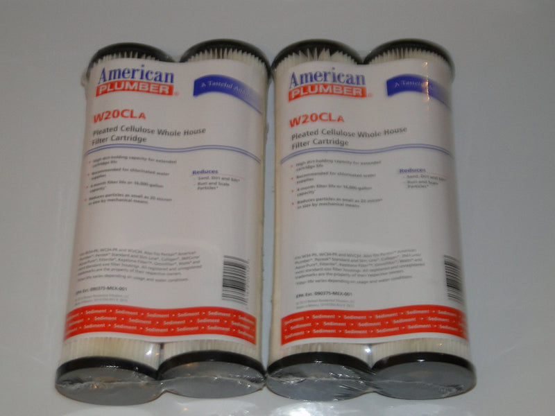 American Plumber W20CLA Whole House Sediment Filter Cartridge 20 Micron Well Pump Irrigation (4) | 20 Micron, Well Pump, Irrigation