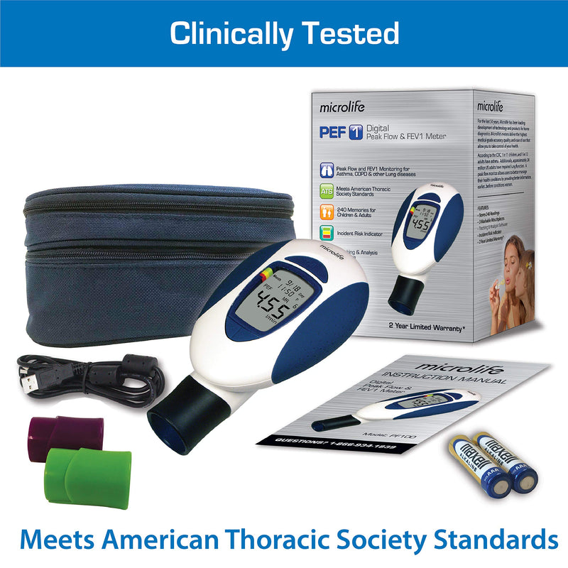 [Australia - AusPower] - Microlife Digital Peak Flow Meter with FEV1 & Tracking Software | Reliable & Accurate Respiratory Spirometer for Kids & Adults | Perfect for Home Monitoring Asthma, COPD & other Lung Conditions 