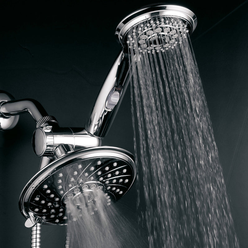 HotelSpa - Shower Heads with Handheld Spray - High Pressure Shower Head - 6 Inch Showerhead, 4 Inch Handheld Shower Head - 2-in-1, 30-Setting Shower Heads, 5-to-7 Foot Shower Hose, Showerspa (Chrome) 7 ft Hose Chrome