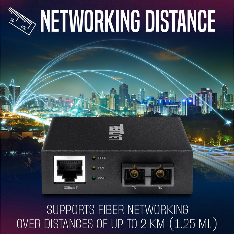 TRENDnet 100 Base-T to 100 Base-FX Multi-Mode SC Fiber Converter, Standalone, 10/100 Mbps Auto-MDIX Fast Ethernet Port, Fiber Networking up to 2 km (1.25miles), 200 Mbps Switching Capacity, TFC-FMSC 100 Mbps (New Version) Computer Networking Transceivers
