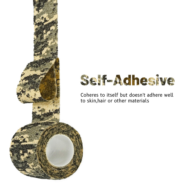 FRESINIDER 9 Rolls Self Adhesive Wrap Athletic Tape Gauze, Breathable Elastic Cohesive Bandage for Sports Injury & Pet (7 Pcs 2" x 5 Yards + 2 Pcs 1" X 5 Yards) (Digital Woodland Camo) Digital Woodland Camo