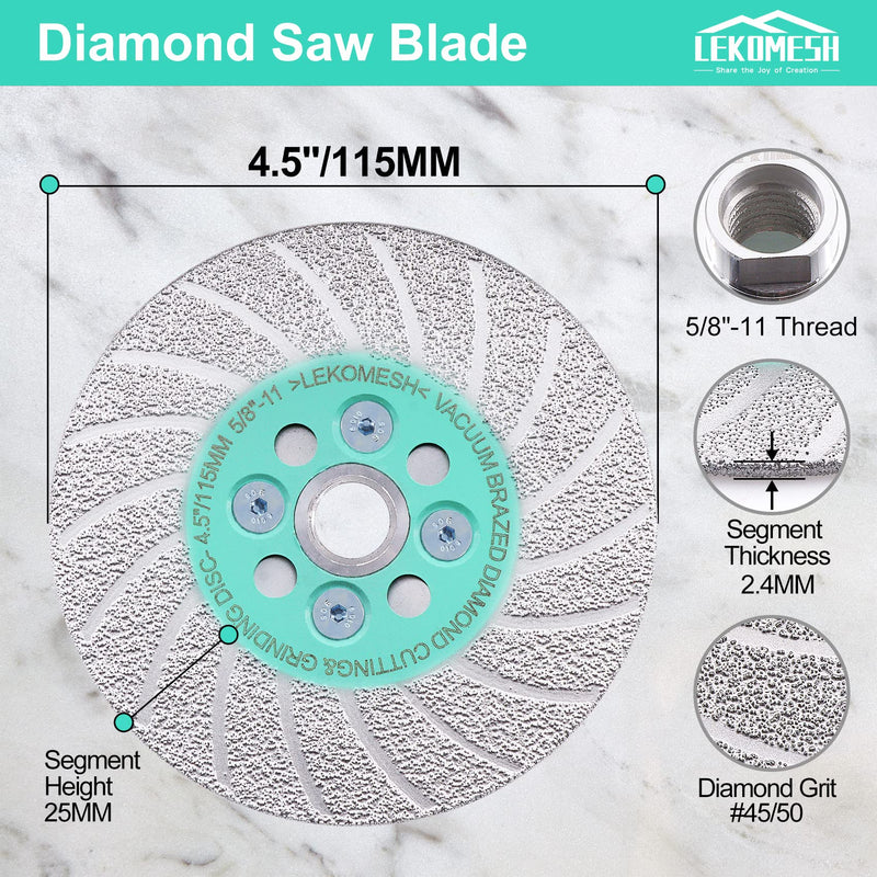 [Australia - AusPower] - Grinding Cutting Diamond Blade - Diamond Grinding Wheel 4-1/2"/115mm, Granite Grinding Wheel for Shaping Porcelain Stoneware,Tile,Ceramic,Granite,5/8"-11 Thread 4.5"/115mm 