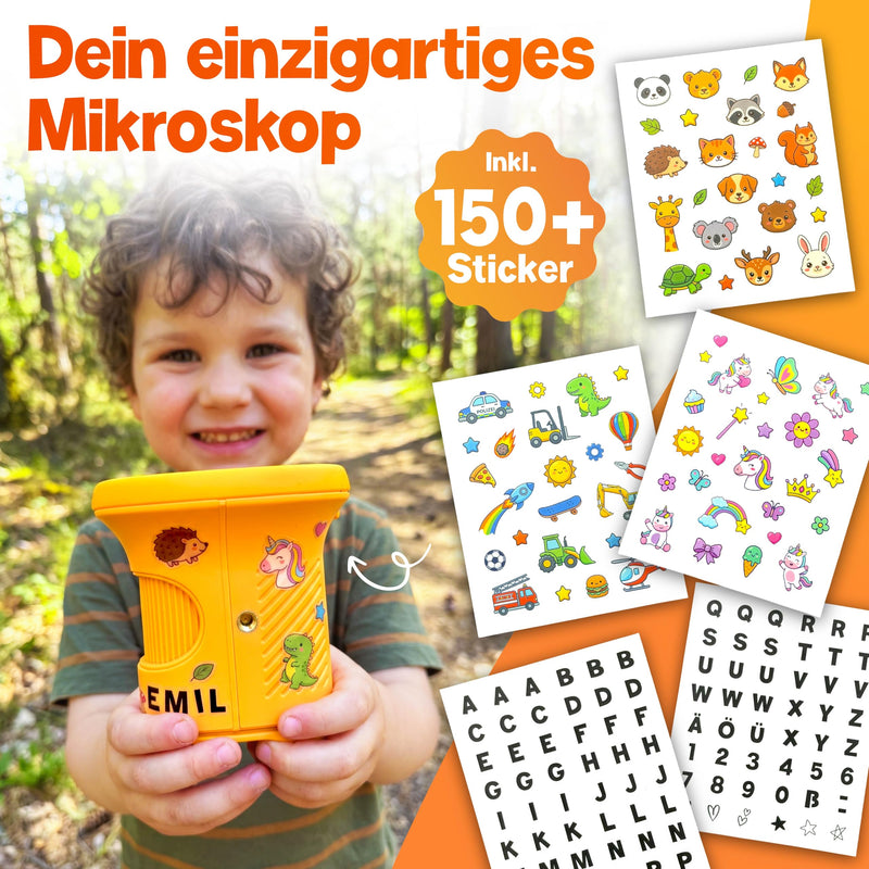 Mutkind® Digital Microscope for Children [1000X Magnification & Photo Function] - Portable Pocket Microscope for Garden, Forest & Experiments - Children's Microscope Toy [HD Screen & 150+ Stickers] yellow