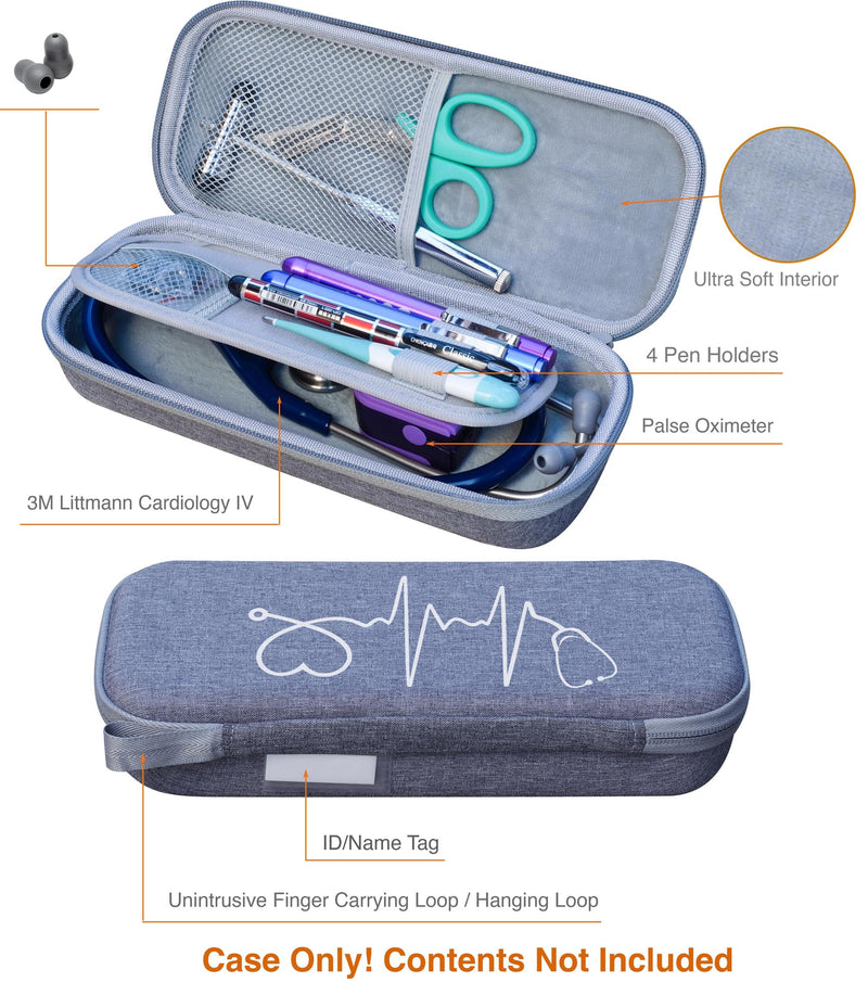 [Australia - AusPower] - ButterFox Premium Stethoscope Case with Divider and ID Slot for 3M Littmann Classic III, Cardiology IV Diagnostic and More Stethoscopes with Pocket for Nurse Accessories (Gray Heart) Gray Heart 