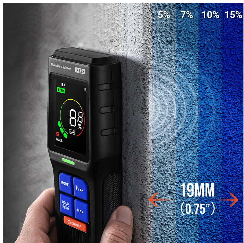[Australia - AusPower] - Pinless Moisture Meter for Non-Destructive Moisture Detection in Drywall, Wood, and Masonry, Detects up to 3/4-Inch Below Surface 