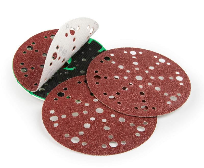 [Australia - AusPower] - Sanding Disc 150-mm Velcro Sanding Discs, 150 mm with 48 Holes, in Red for Wood Polishing K100 | 50 St 