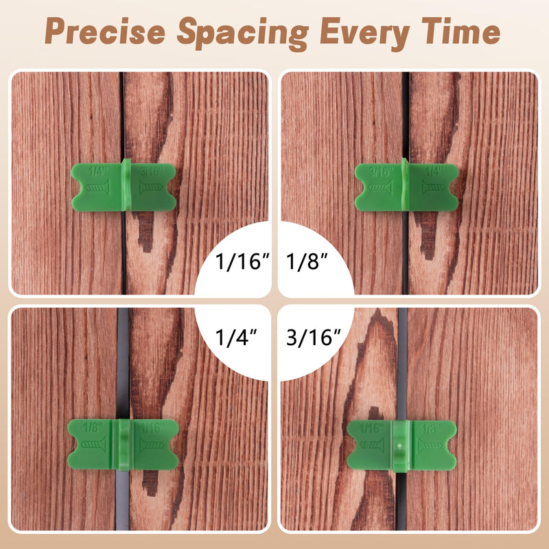 [Australia - AusPower] - 8 Pcs ABS Deck Spacer Tool,4 Thicknesses Deck Board Spacers(1/16", 1/8", 3/16", 1/4"),Green Deck Spacers Assorted for Pressure Treated Composite Decking Green-8 