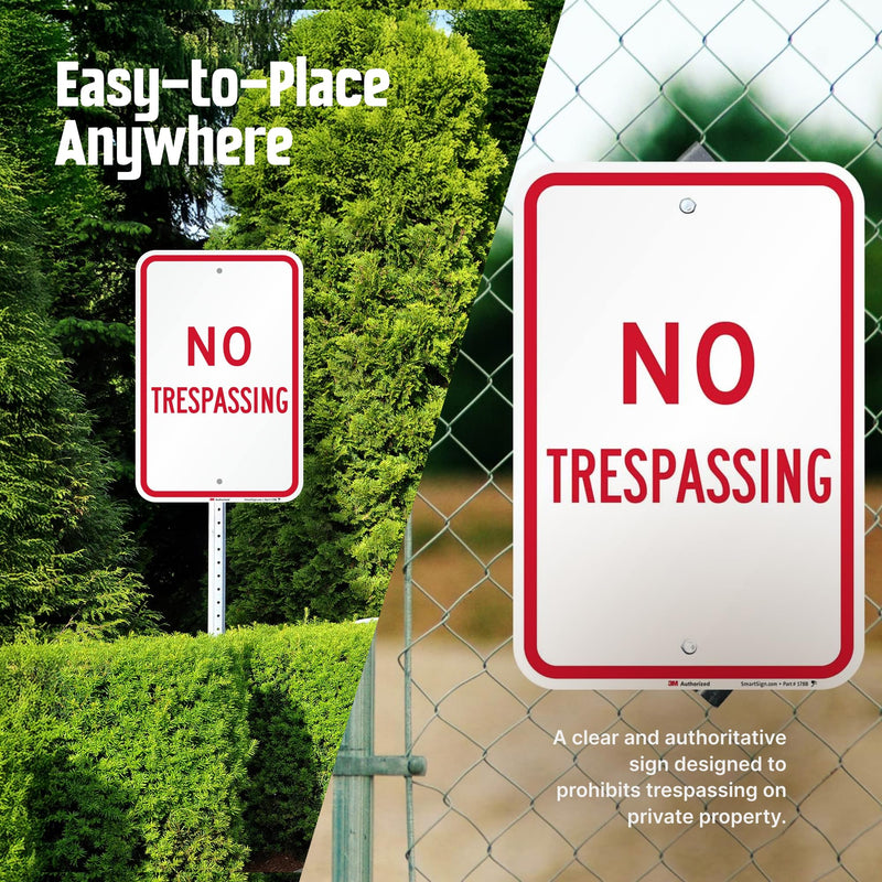 SmartSign "No Trespassing" Sign | 12" x 18" 3M Engineer Grade Reflective Aluminum EG Aluminum