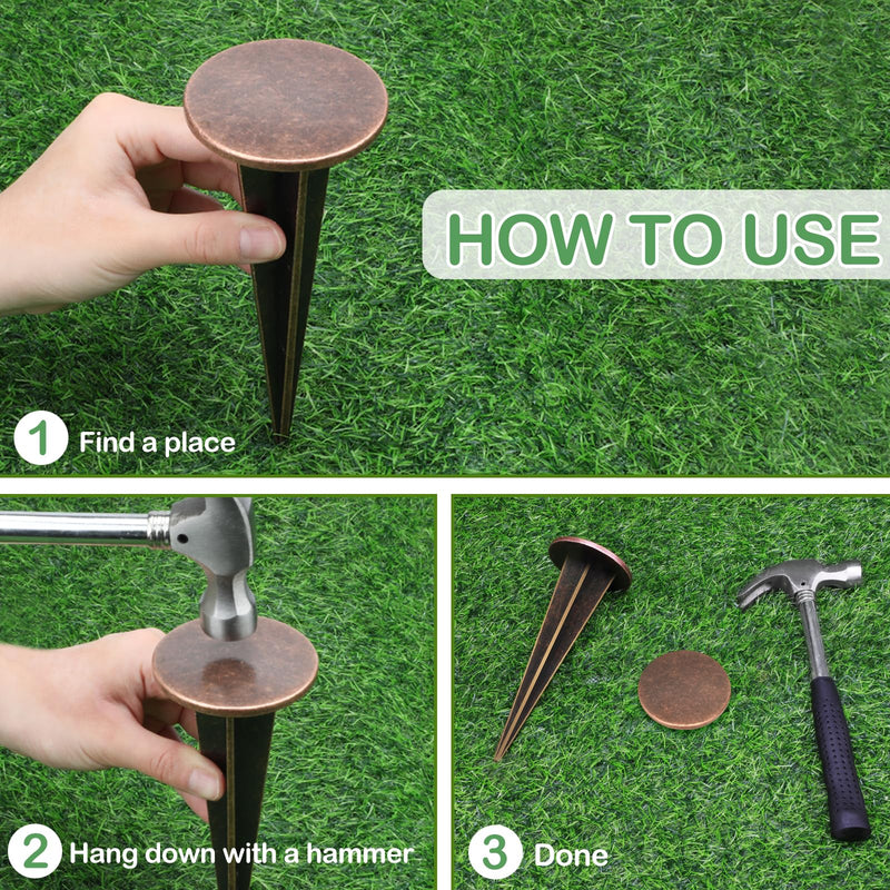 1 Pack Permanent Property Line Markers, 7x3 Inch Boundary Markers for Property Land Survey Stakes Heavy Duty Brass Survey Pin for Home Depot Septic Tank Yard Paver Ground Landscape Surveying 1 PCS