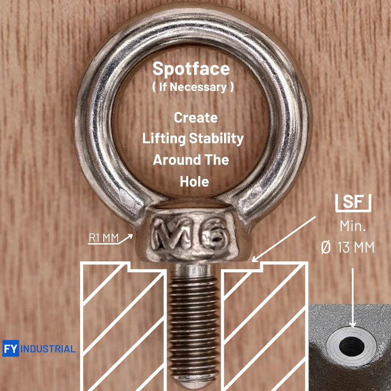 [Australia - AusPower] - Stainless Steel Machinery Shoulder Lifting Eye Bolt (M6, 5 Items) M6 Silver 