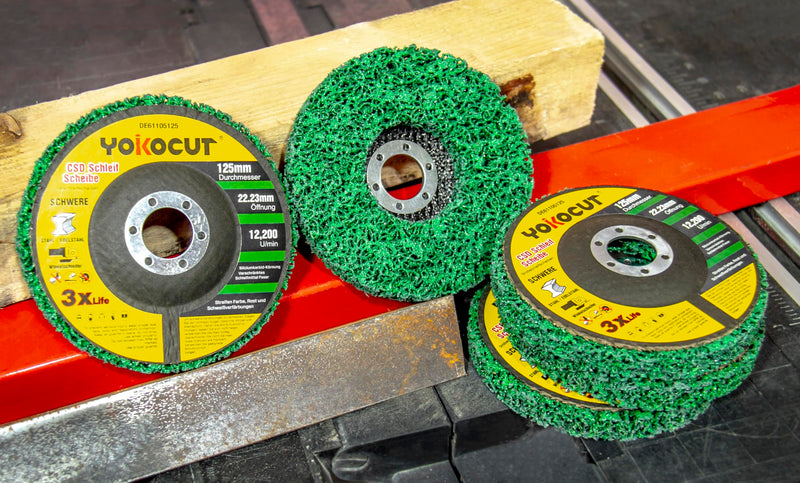 [Australia - AusPower] - YOKOCUT 125 mm CSD Disc, Sanding Disc, Cleaning Disc Set, 5 Pieces, Coarse Cleaning Disc, Rust Remover, Metal, Sanding Discs for Angle Grinders, Diameter 125 x 22.23 mm Diameter 125 x 22 mm, 5 pieces. 