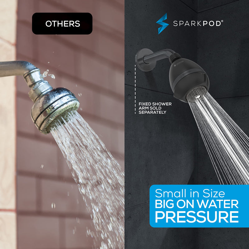 SparkPod 3-Inch Extreme High Pressure Shower Heads - Pressure Boosting with Rain, Massage & Pulsating Mode, Powerful Water-Saving Showerhead - 2.5 GPM Fixed Shower Head (Midnight Black Matte) 3. Midnight Black Matte