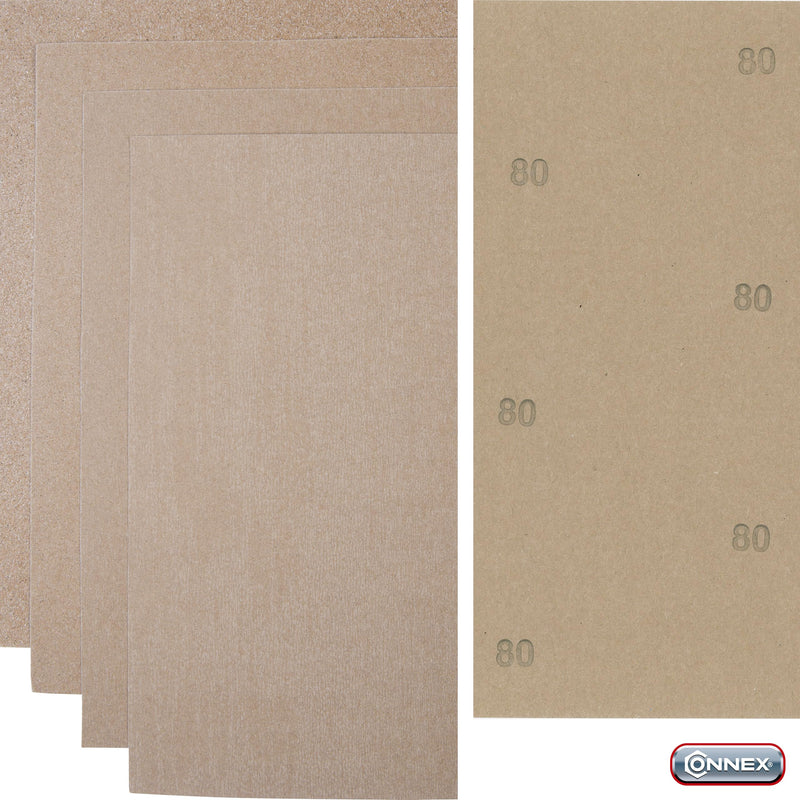 Connex Flint Sandpaper Set - 10 Pieces - With Flint Coating - Suitable | Various Grits K60, K80, K120, K220 - Suitable for Wood and Painted Surfaces - Sanding Sheets Flint (wood and lacquered surfaces)