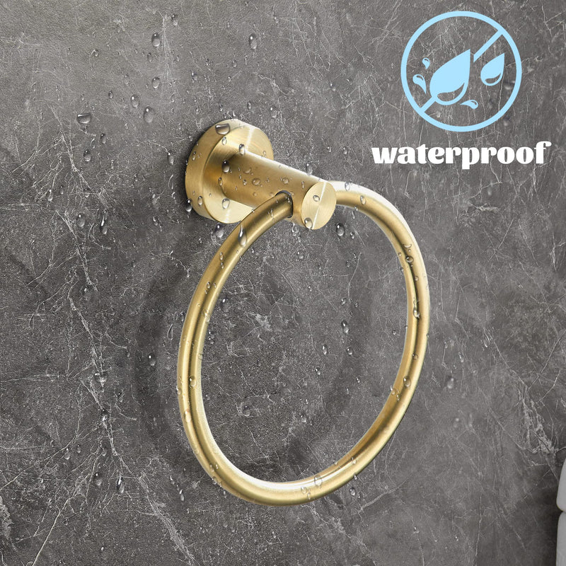 Gold Toilet Paper Holder Towel Ring,Brushed Gold Toilet Roll Holder Hand Towel Holder Bathroom Accessories,Wall Mount Rustic Modern Rustproof Stainless Steel Hardware Set 2PC Brushed Gold