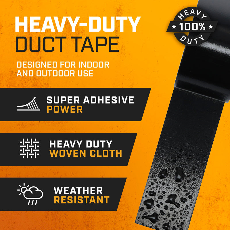 Lockport Duct Tape Heavy Duty Waterproof,20 Yards x 2 Inch,Strong Adhesive Roll for Indoor & Outdoor Repair,No Residue,Tear by Hand - Duct Tape Bulk Value (Black, 1 Pack) Black