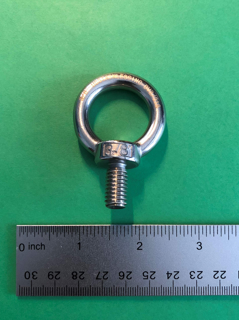 US STAINLESS 10 Pieces Stainless Steel 316 3/8" Lifting Eye Bolt 3/8" UNC Marine Grade Pitch of 16