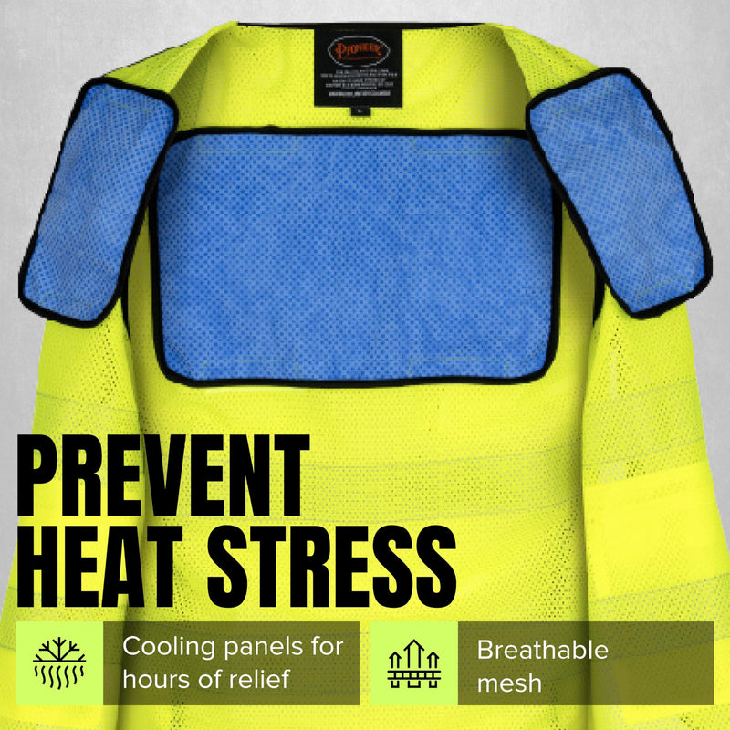 Pioneer Hi Vis Cooling Safety Vest for Men & Women - Class 2 - Reflective Tape Large