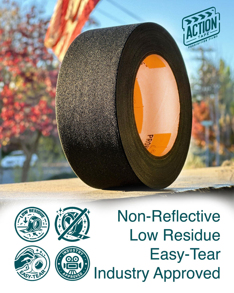 ActionTape Gaffers Tape, Premium Grade & Film Set Approved, Heavy Duty Gaff Tape, Non-Reflective, Multipurpose. 2 Inches x 30 Yards, Black Single Pack