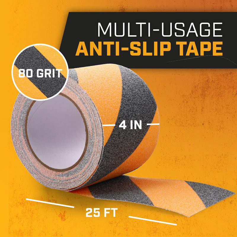 Lockport Bundle - Black and Yellow Grip Tape 2 Rolls 4" x 25ft + Clear Grip Tape 2 Rolls 4" x 25ft - Anti Slip Tape