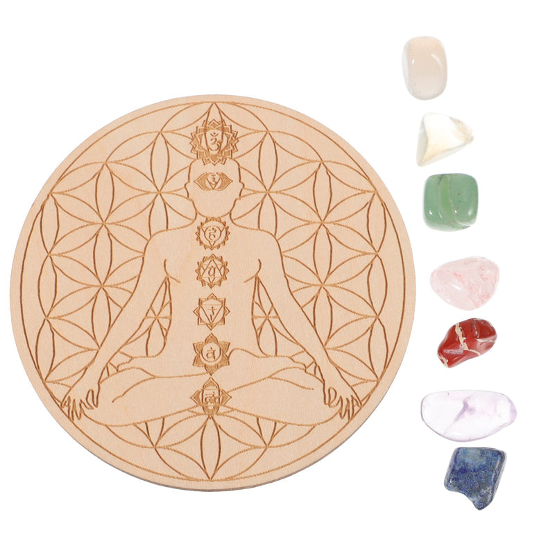 Beaupretty Healing Crystal Grid Board Set Crystal Therapy Set Chakra Stones Balancing Gemstones for Meditation Zen Aura Cleansing Rose Box