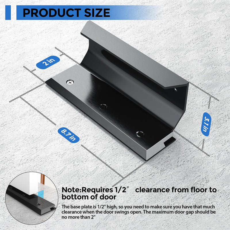 Lock Door Brace,Double Safety Protection French Security Door Brace,Residential Door Lock Barricade,Black-Door Barricade Security Lock Door Brace Fits Blemished Door, Standard Doors, French Doors