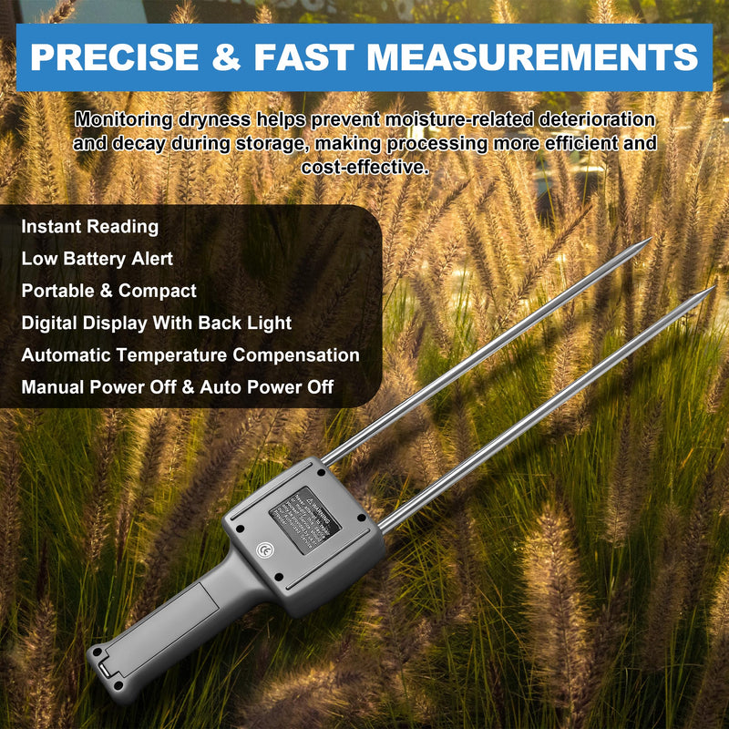 [Australia - AusPower] - Portable Hay Moisture Meter for Alfalfa, Leymus Chinensis, Orchard Grass, Pennisetum Gydridum, Guinea Grass, Clover, Soapwort, Wheat Straw and other Hays For Hay 