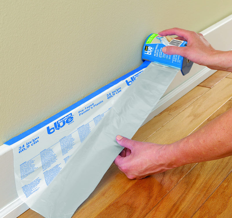 [Australia - AusPower] - ScotchBlue Pre Plastic Painters Tape with Bladed Dispenser, 24 in x 30yd, Tape & Masking Film Combined in One Product, Static Cling to Stay in One Place, No Residue Masking Tape (PTD2093EL-24-S) 24" Width With Dispenser 