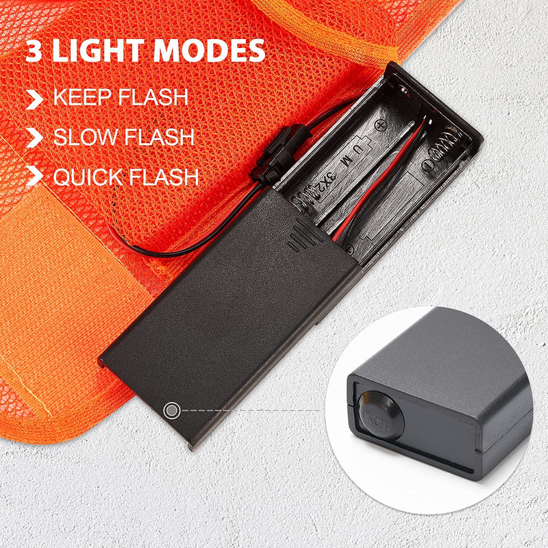 LED Safety Vest, 16 Lights with 3 Modes, High Visibility Reflective Running Vest(Orange, Free Size)