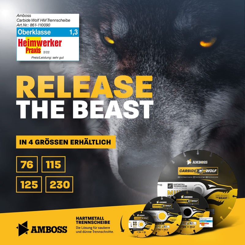 [Australia - AusPower] - Anvil Carbide Wolf Diameter 125 mm - Multi Carbide Cutting Disc for Angle Grinder (Flex, Bosch uva) - Wood (with Nails), Plastic, Plastic, Plaster, Wood Cutting Disc, Universal Saw Blade, Speedcutter 